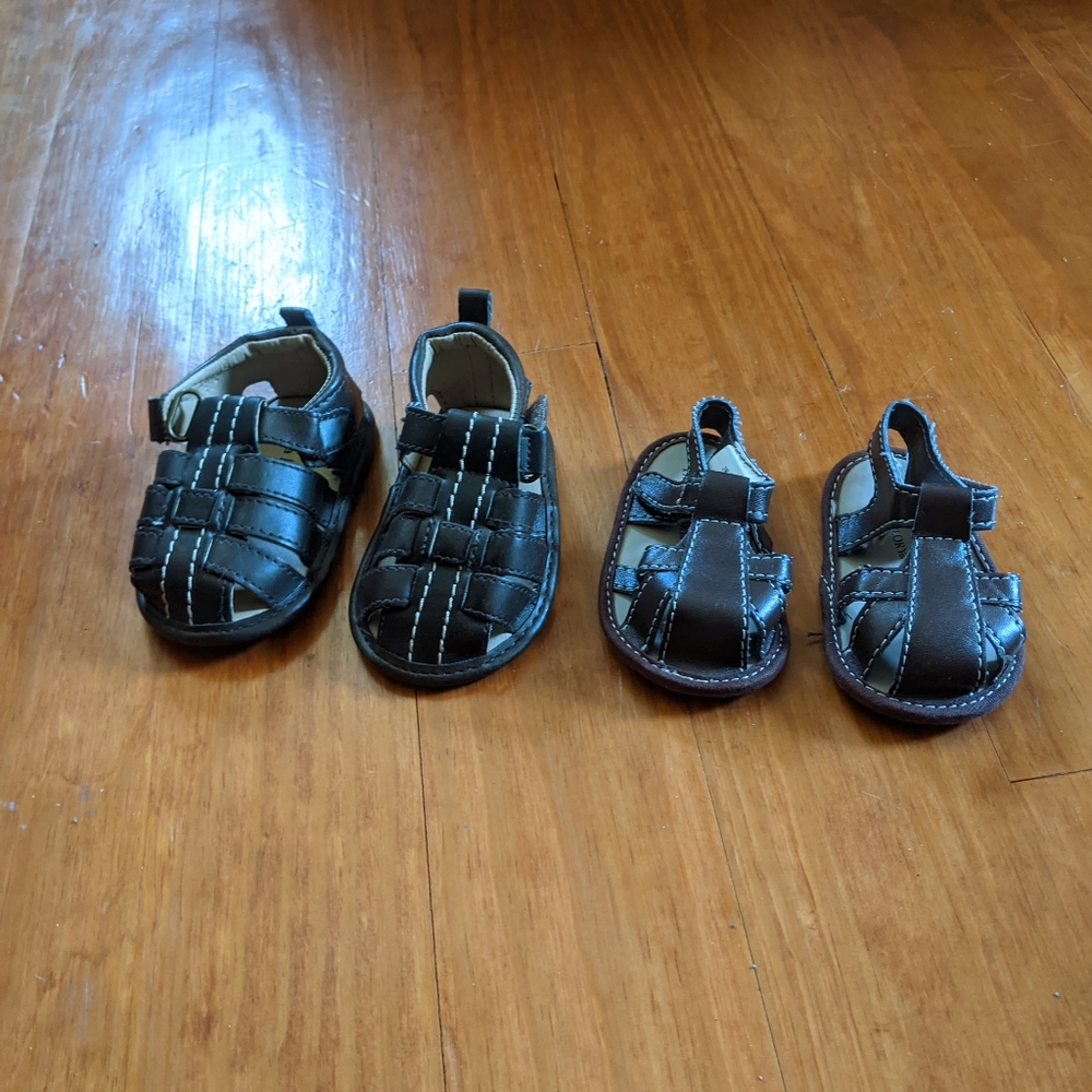 Infant Size 1 and Size 2 Sandals (2 pairs)